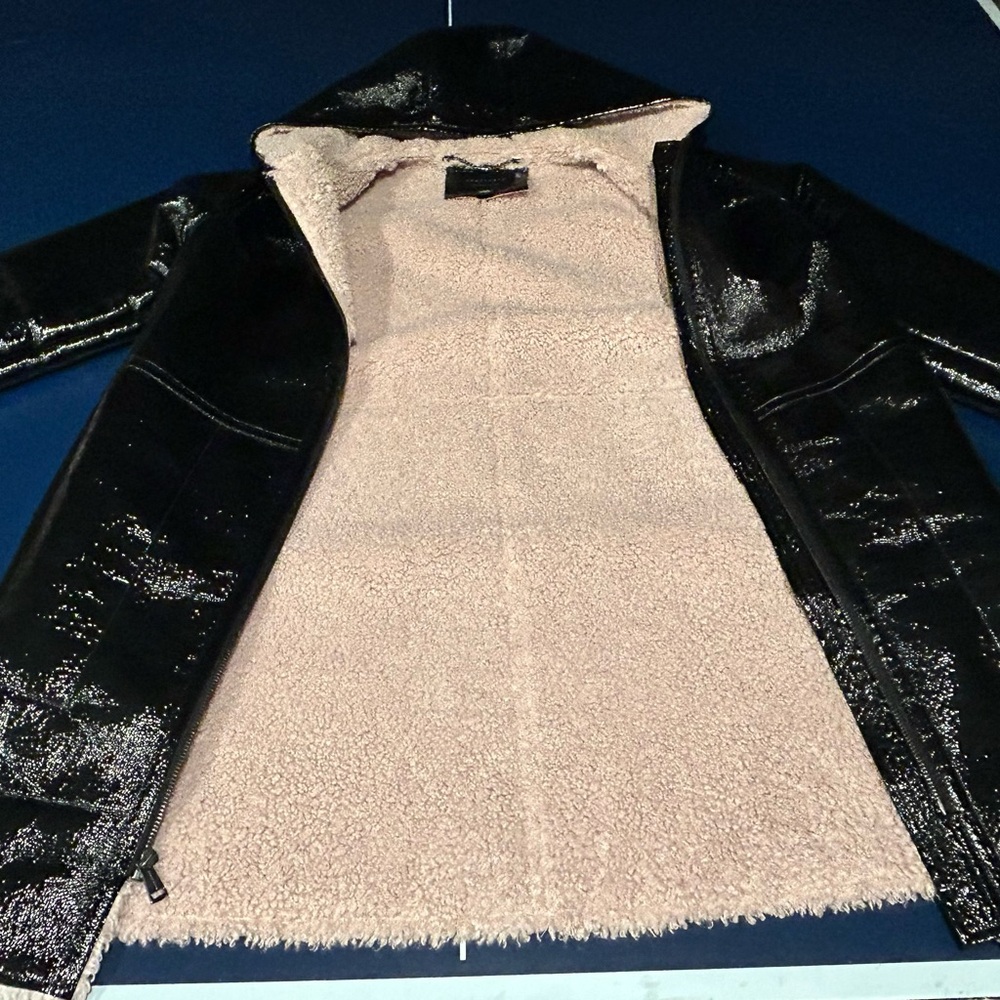 Women's Black Hooded Jacket with Cream Lining